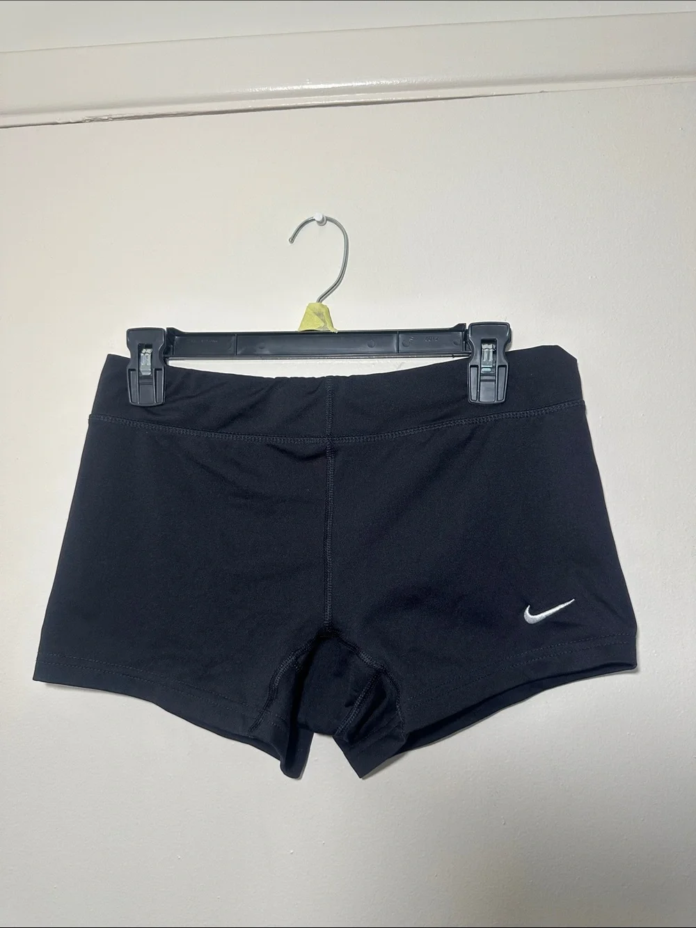 Nike Women's Black Athletic Bike Shorts with White Swoosh